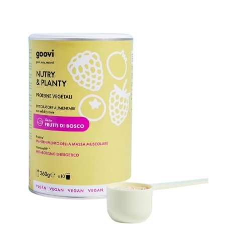 GOOVI NUTRY & PLANTY PROTEINE VEGETALI PER LA MASSA MUSCOLARE , Frutti Di Bosco 260gr 