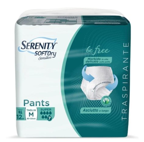 SERENITY SOFT DRY SENSITIVE PANTS - MUTANDINA ASSORBENTE SUPER , TAGLIA M 12 PEZZI 
