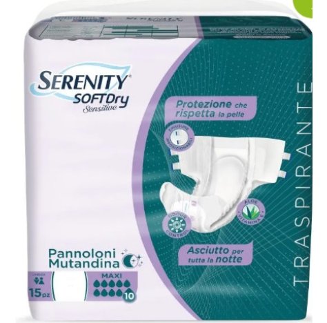 SERENITY SOFT DRY SENSITIVE - PANNOLONI NOTTE MAXI , TAGLIA M 15 PEZZI 