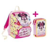 ZAINO SCOLASTICO MINNIE + ASTUCCIO 3 ZIP COMPLETO 
