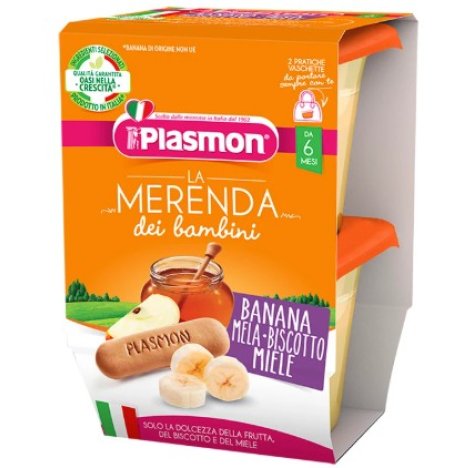 PLASMOM - LA MERENDA DEI BAMBINI , BANANA MELA BISCOTTO MIELE 6+ MESI 2X120 GR 