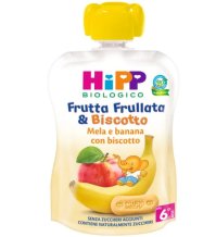 HIPP BIOLOGICO - FRUTTA FRULLATA & BISCOTTO , Mela Banana e Biscotto ( 6+MESI ) 
