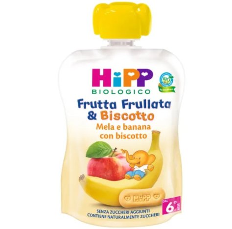 HIPP BIOLOGICO - FRUTTA FRULLATA & BISCOTTO , Mela Banana e Biscotto ( 6+MESI ) 