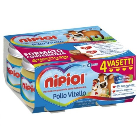 NIPIOL - OMOGENIZZATO DI CARNE POLLO  VITELLO , 4+ MESI ( 4X80 GR ) 