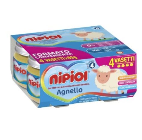 NIPIOL - OMOGENIZZATO DI CARNE , AGNELLO 4+ MESI ( 4X80 GR ) 