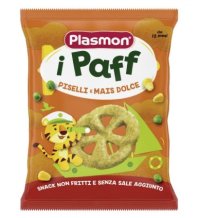 PLASMON - PAFF PISELLI E MAIS , PATATINE PER BAMBINI 12+ MESI 