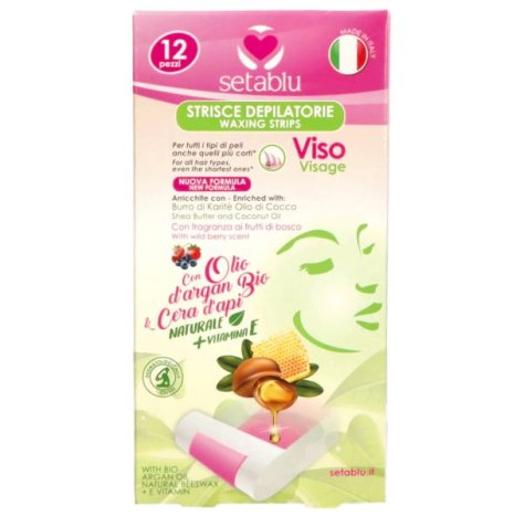SETABLU - STRISCE DEPILATORIE VISO ARGAN E CERA D'API 12 PEZZI