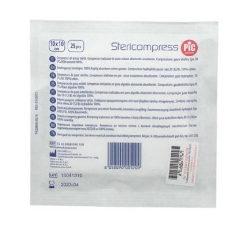 PIC STERICOMPRESS - COMPRESSE GARZE STERILI 10X10 , 25 PEZZI 