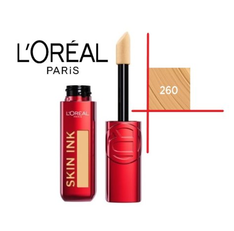 L'OREAL PARIS SKIN INK -  Fondotinta Correttore 2 in 1 48h Warm Dorè 260 
