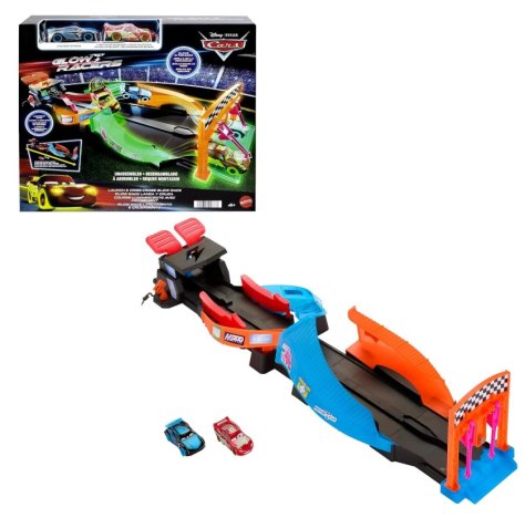 MATTEL PIXAR DISENY - CARS , PISTA FLUO INCROCIATA + 2 MACCHININE MATTEL PIXAR DISENY - CARS , PISTA FLUO INCROCIATA + 2 MACCHININE