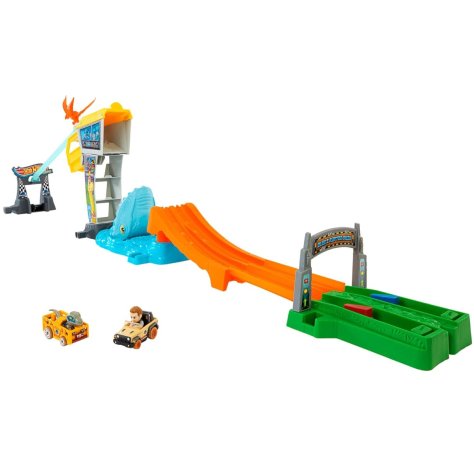 HOT WHEELS RACER VERSE - PISTA CORSA DEL VELOCIRAPTOR , ISOLA DI JURASSIC WORDL + 2 MACCHININE HOT WHEELS RACER VERSE - PISTA CORSA DEL VELOCIRAPTOR , ISOLA DI JURASSIC WORDL + 2 MACCHININE