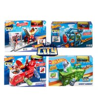 HOT WHEELS CITY - PLAYSET + MACCHINIE , 4 Diverse città 