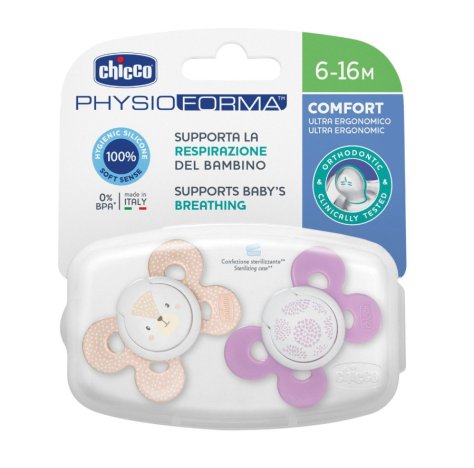 CHICCO PHYSIOFORMA COMFORT SUCCHIETTO GIRL IN SILICONE , 6-12 MESI ( 2 PEZZI )