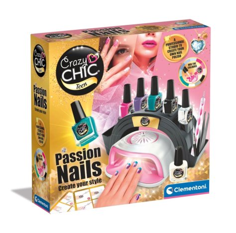 CLEMENTONI CRAZY CHIC - PASSION NAILS , Set Completo per Manicure e Nail Art per Bambine