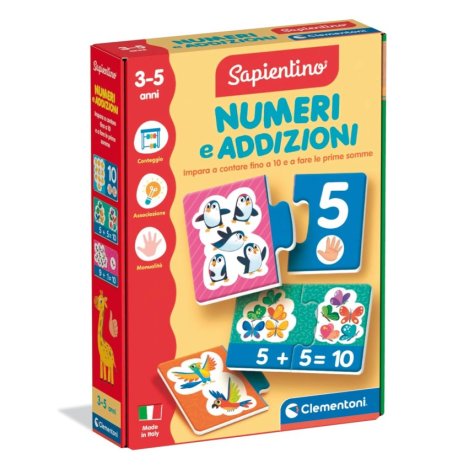 CLEMENTONI SAPIENTINO - NUMERI E ADDIZIONI , Gioco Educativo Bambini Imparare a Contare