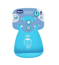 CHICCO EASY ROLL BIB - BAVAGLINO IN SILICONE CON TASCA AZZURRO 