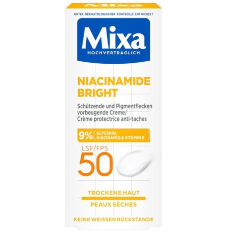 MIXA NIACINAMIDE BRIGHT- Crema protettiva anti macchie spf50+ MIXA NIACINAMIDE BRIGHT- Crema protettiva anti macchie spf50+