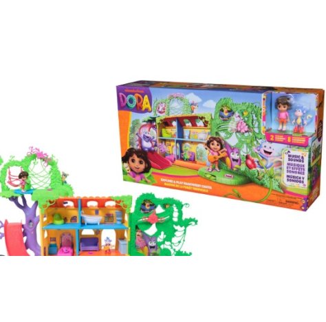 DORA L'ESPLORATRICE CASETTA NELLA FORESTA TROPICALE CON PERSONAGGIO + ACCESSORI 