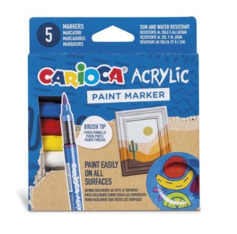 CARIOCA ACRYILIC PAINT MARKER - PENNARELLI ACRILICI  5 COLORI 