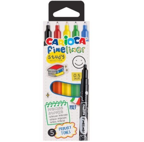 CARIOCA FINELINER STUDY - PENNARELLI PUNTA SOTTILE 5 COLORI 