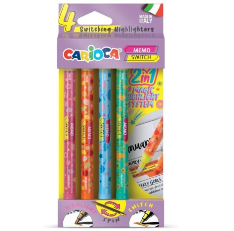CARIOCA MEMO SWITCH - EVIDENZIATORI MAGICI CAMBIA COLORE 4 PEZZI 