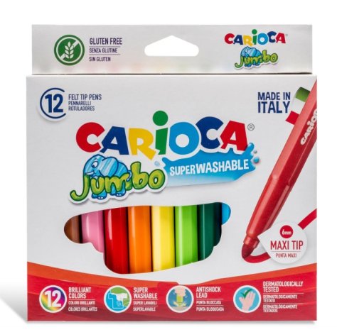 CARIOCA JUMBO - PENNARELLI MAXI 12 COLORI CARIOCA JUMBO - PENNARELLI MAXI 12 COLORI
