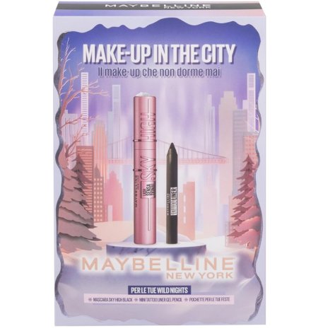 CONFEZIONE REGALO MAKE-UP IN THE CITY DI MAYBELLINE NEW YORK CON MASCARA SKY HIGH + MINI MATITA OCCHI TATTOO LINER GEL PENCIL BLACK