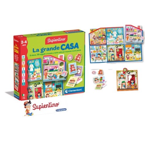 CLEMENTONI SAPIENTINO - LA GARNDE CASA, 6 Stanze 30 Soggetti e tante carte per imparare nuove parole 