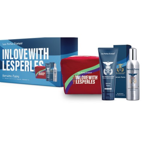 CONFEZIONE LES PERLES D'ORIENT PARFUM SAVOIR FAIRE + BODY WOSH + BEAUTY CASE  