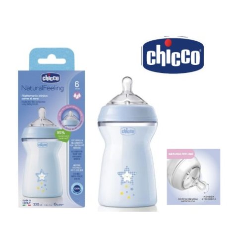 CHICCO NATURAL FEELING - BIBERON CON TETARELLA IN SILICONE 6+MESI ( 300ML )