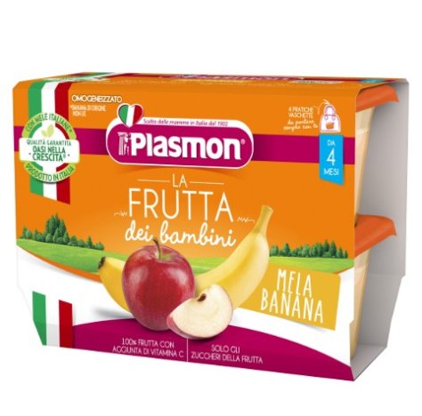 PLASMON - OMOGENIZZATO ALLA FRUTTA LA MERENDA MELA E BANANA 4+ MESI ( 4X100GR ) PLASMON - OMOGENIZZATO ALLA FRUTTA LA MERENDA MELA E BANANA 4+ MESI ( 4X100GR )