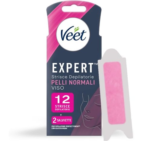 VEET EXPERT - STRISCE DEPILATORIE , PELLI SENSIBILI ( 12 pezzi + 2 salviettine post epilazine)