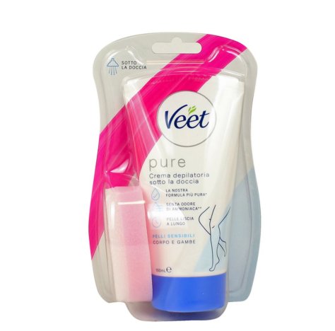VEET PURE - CREMA DEPILATORIA SOTTO LA DOCCIA + SPUGNETTA , per pelli sensibili