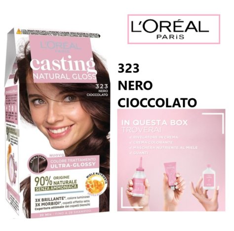 L'OREAL PARIS - CASTING NATURAL GLOSS ,   323 Nero Cioccolato -  Senza Ammoniaca