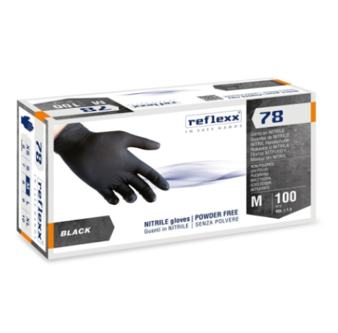 Guanti in nitrile nero reflexx 78 da 100 Pezzi