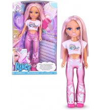 Nancy - Un giorno con look brillante, bambola con i capelli rosa, accessori per decorare i capelli, applicatore per gemme, Famosa (NAC45000)