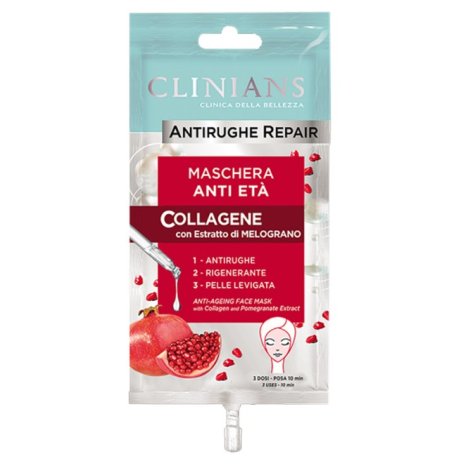 CLINIANS - MASCHERA ANTI ETA', CON COLLAGENE ED ESTRATTO DI MELOGRANO
