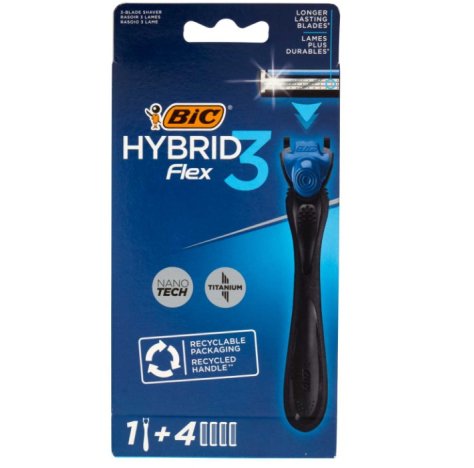 BIC Hybrid 3 Flex Ricambi Rasoio, 4 pezzi