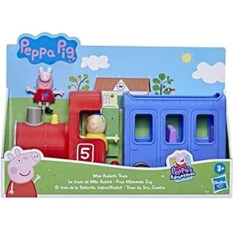 Peppa Pig - Il Treno della Signorina Coniglio, Giocattolo per età Prescolare Staccabile, 2 Action Figure, Ruote Che Girano, dai 3 Anni in su, Multicolore