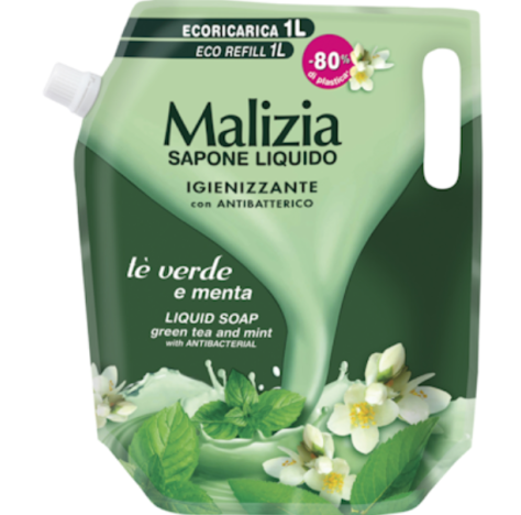 MALIZIA - RICARICA SAPONE LIQUIDO TE' VERDE E MENTA MALIZIA - RICARICA SAPONE LIQUIDO TE' VERDE E MENTA
