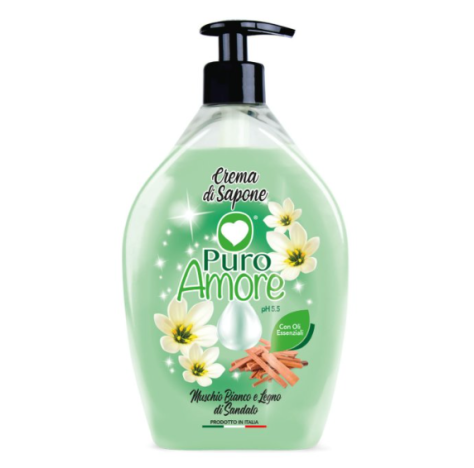 PURO AMORE - SAPONE LIQUIDO MANI AL MUSCHIO BIANCO E LEGNO DI SANDALO