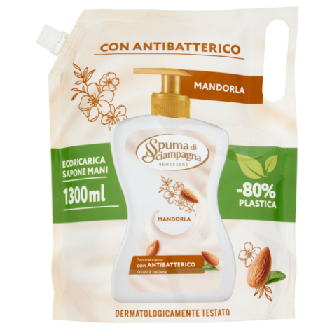 SPUMA DI SCIAMPAGNA - RICARICA SAPONE MANI CON OLIO DI MANDORLA