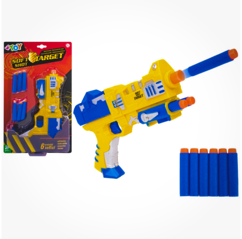 GLOBO PISTOLA CON PROIETTILI SOFFICI 21X36X4CM 5+ ANNI