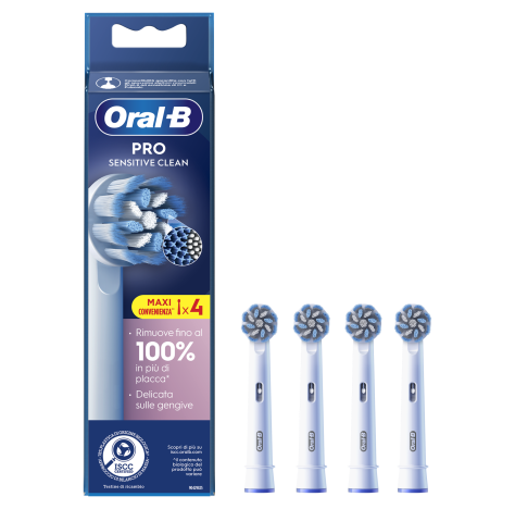  Oral-B Testine Di Ricambio Pro Sensitive Clean Bianco, 4 Testine