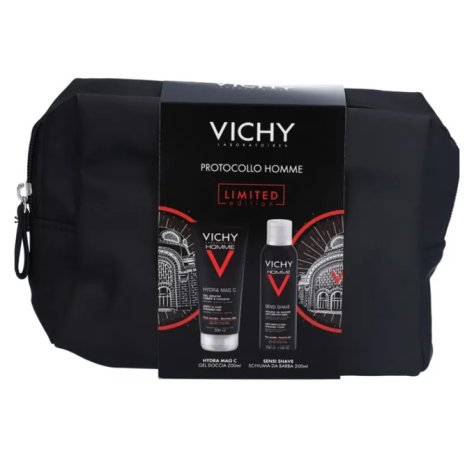 Vichy Homme Pochette Uomo Natale Gel Doccia 200 ml + Schiuma da Barba 200 ml
