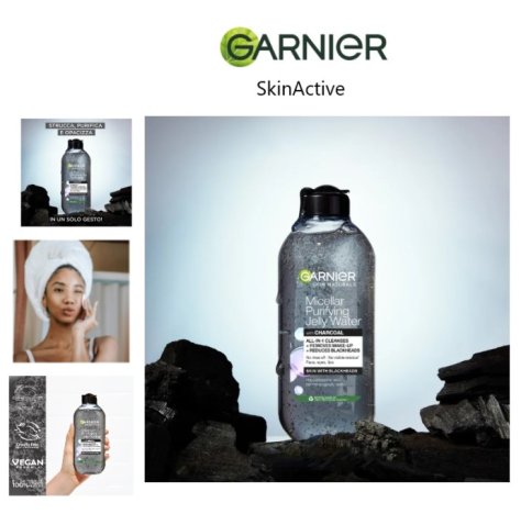 Garnier SkinActive Acqua Micellare Purificante Al Carbone 400 ml - Struccante per Pelli Grasse