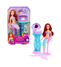 Mattel disney princess – ariel e la specchiera magica, set bambola con coda da sirena rimovibile e specchiera