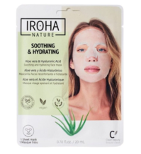 IROHA Maschera viso in tessuto confortante e idratante con Aloe Vera
