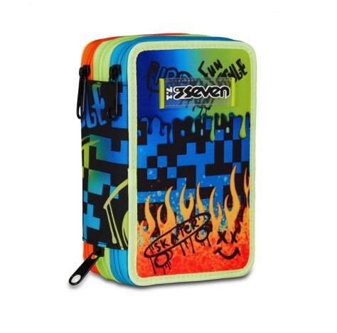Astuccio 3 Zip Seven Scribbled Flame