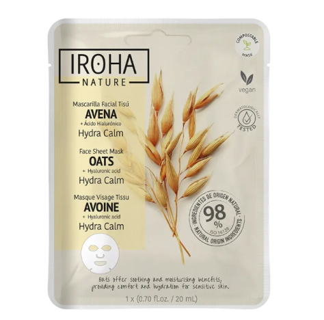 Iroha Nature Maschera viso in tessuto OAT Trattamento viso idratante